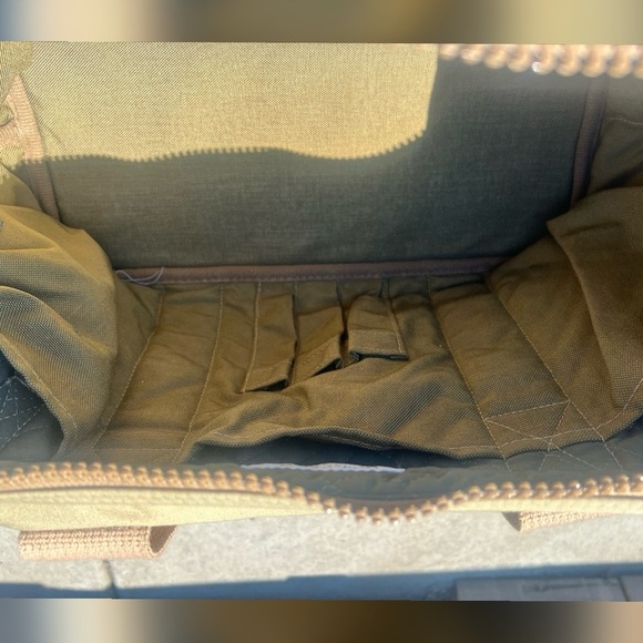 WILLIS & GEIGER Bag Travel 1930's cottonBush Poplin Beige Tan Khaki Two Toned - Picture 4 of 4